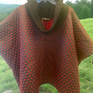 Italian Artisan Red Polkadot Poncho by Teresa Cambi